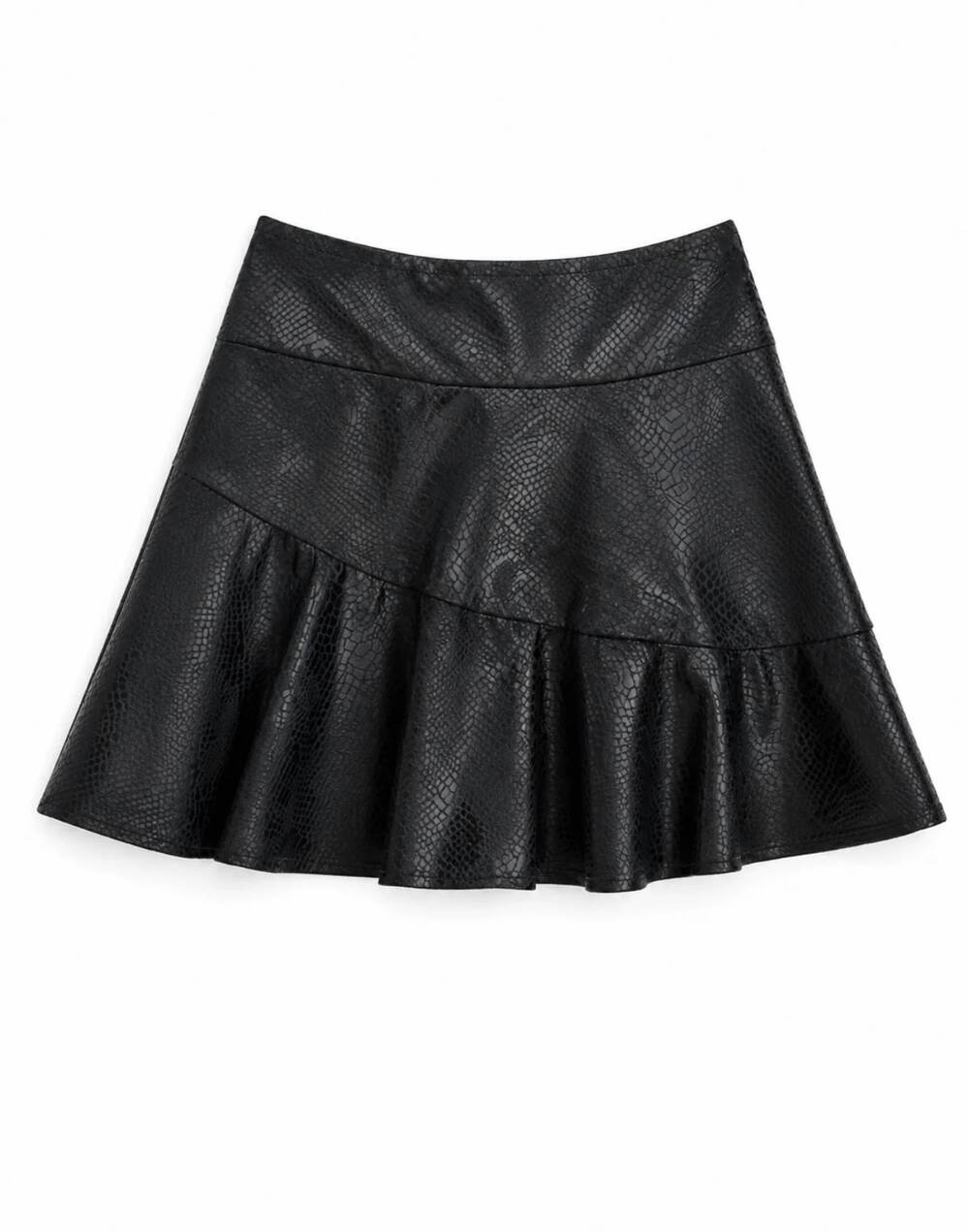 NEW CHERYL CREATIONS girls faux leather layered skirt in black